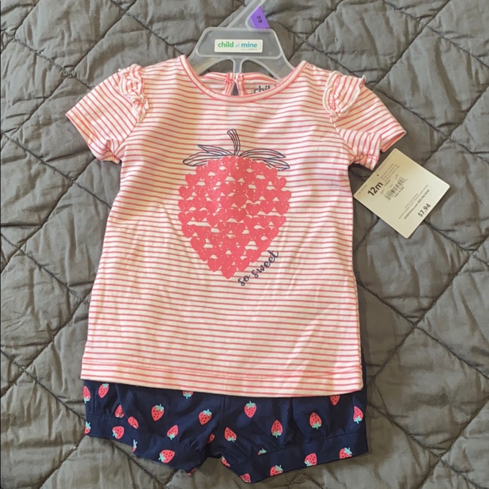 NWT Strawberry shorts set